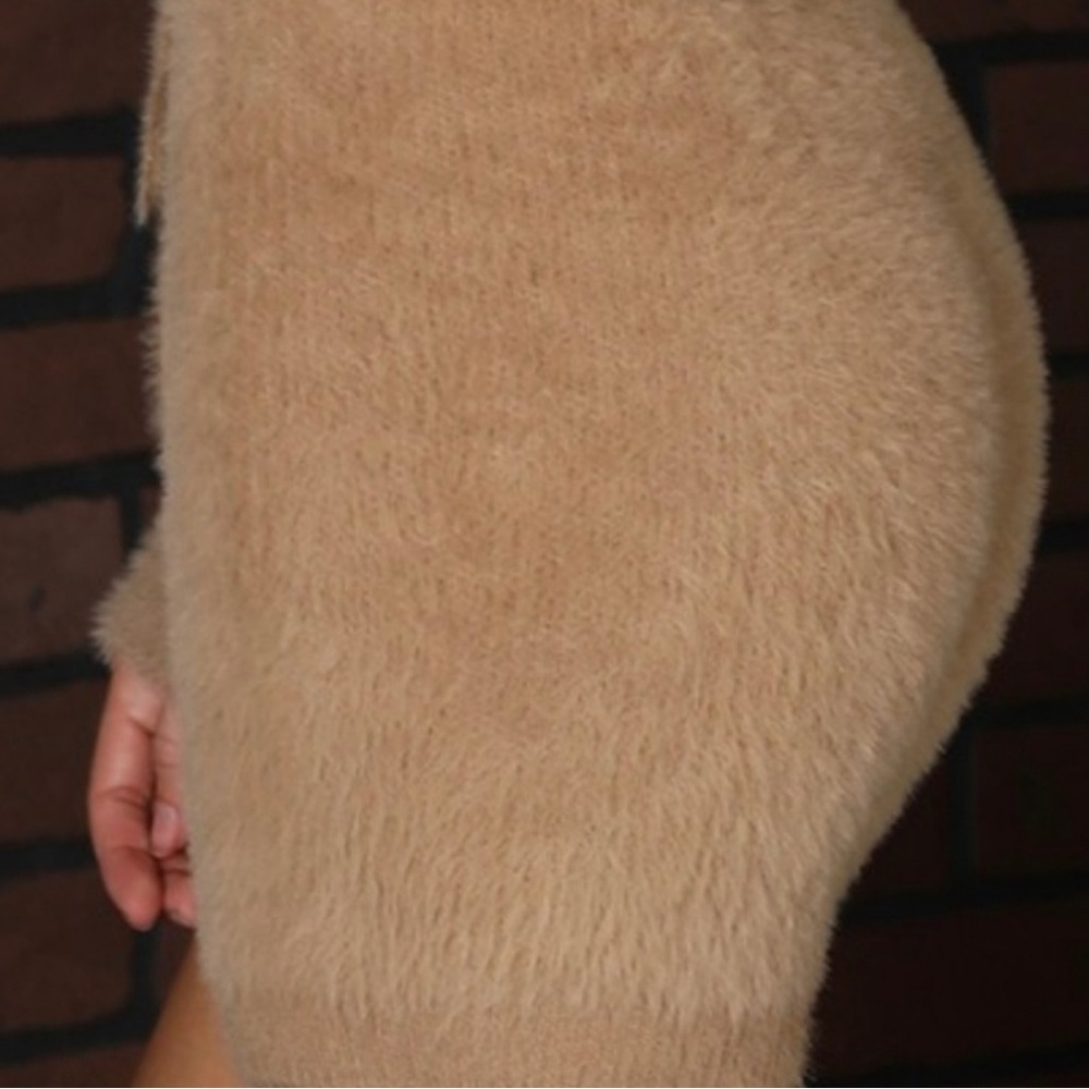 Fuzzy Drawstring Tan Shorts - Picture 4 of 12